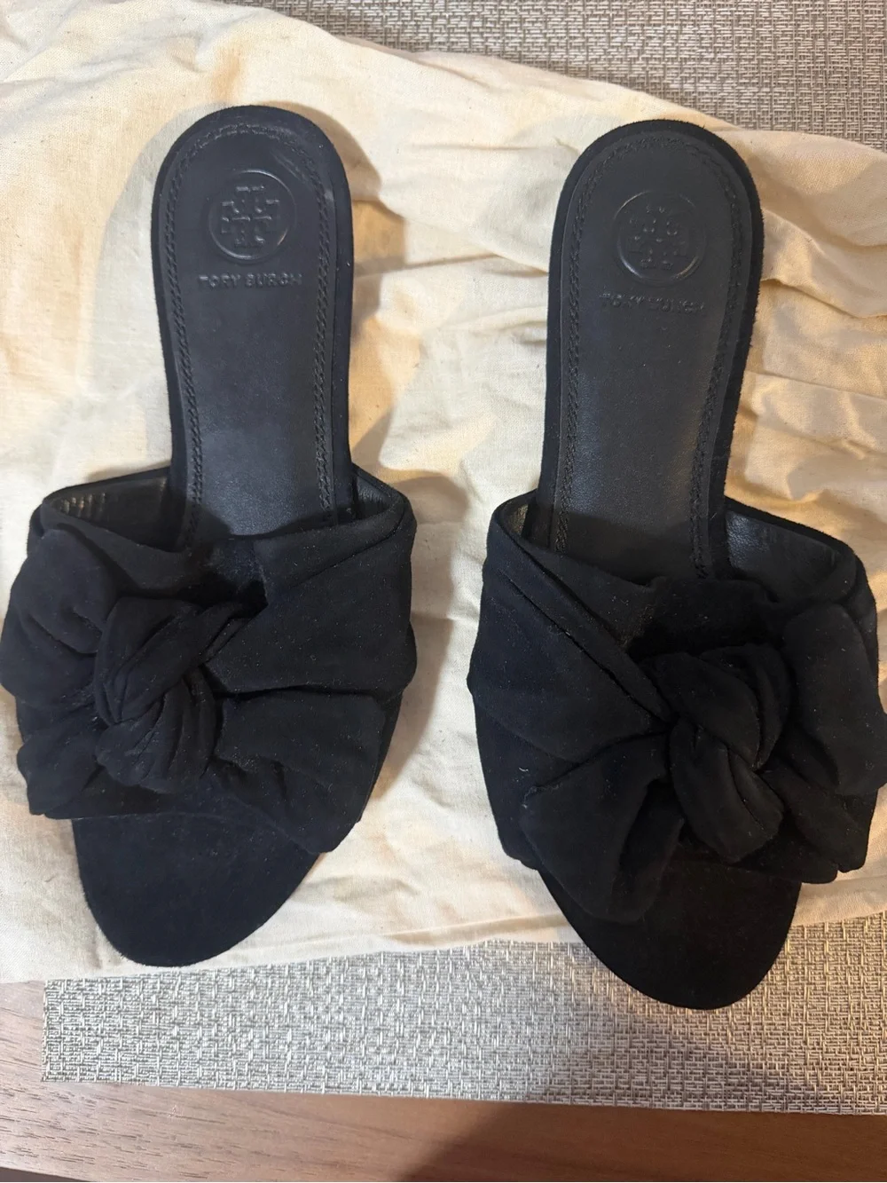 Tory Burch Black Knotted Slide Mules